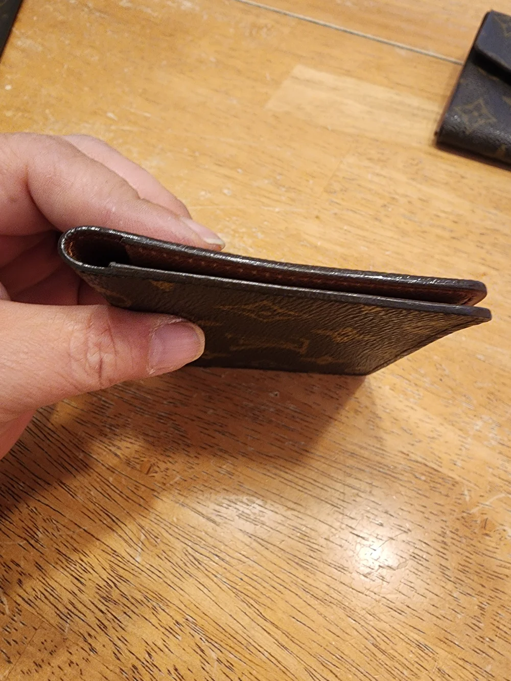 Louis Vuitton Mono Wallet Card Pass Case, designed with a brown monogram canvas